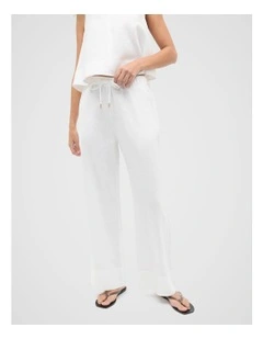 Core Linen Casual Tie Pant in Whisper White