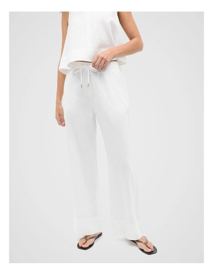 Core Linen Casual Tie Pant in Whisper White image 1