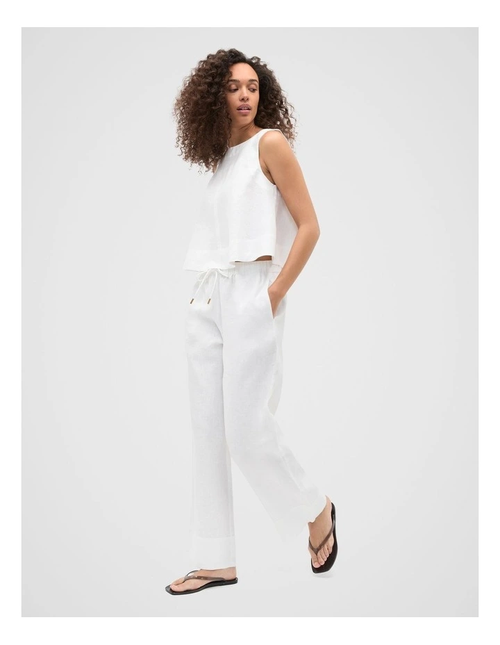 Core Linen Casual Tie Pant in Whisper White image 3