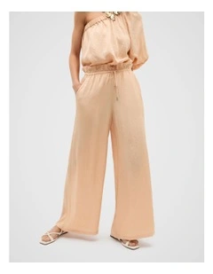 Textured Satin Paperbag Pant in Apricot