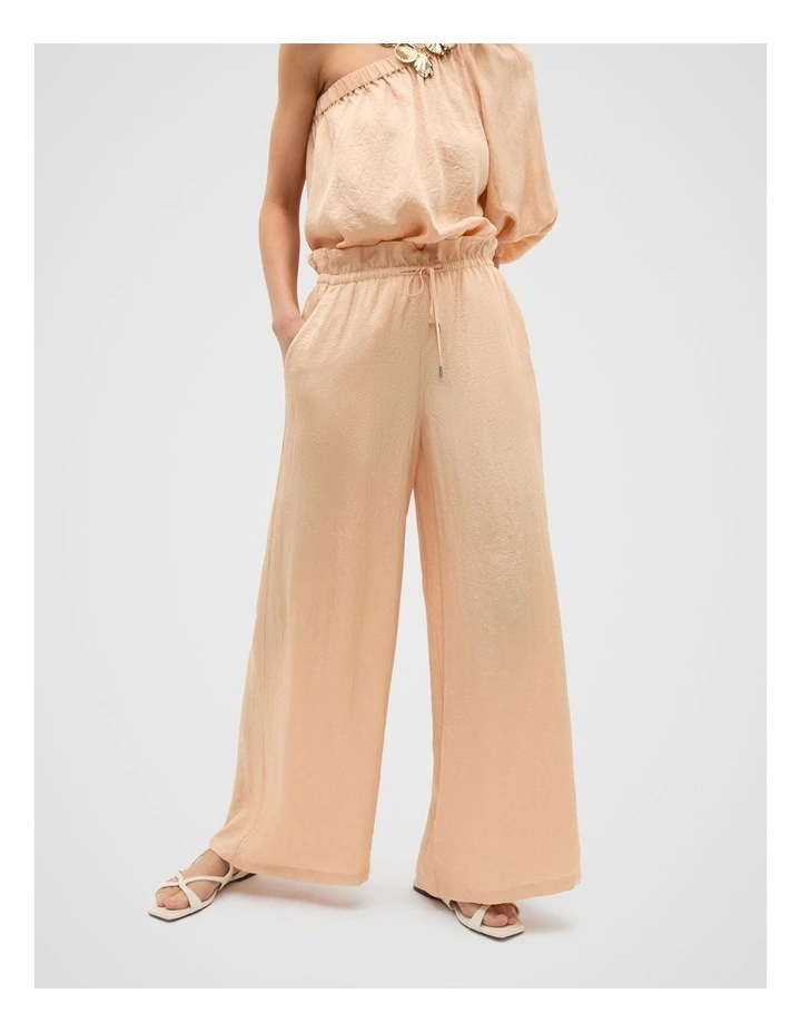 Textured Satin Paperbag Pant in Apricot image 1
