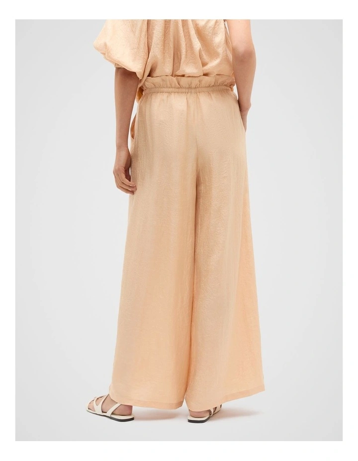 Textured Satin Paperbag Pant in Apricot image 2