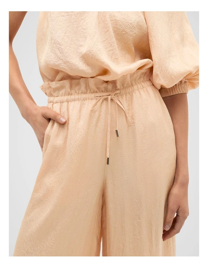 Textured Satin Paperbag Pant in Apricot image 4