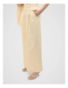 Tailored Linen Pleat Front Pant in Beige