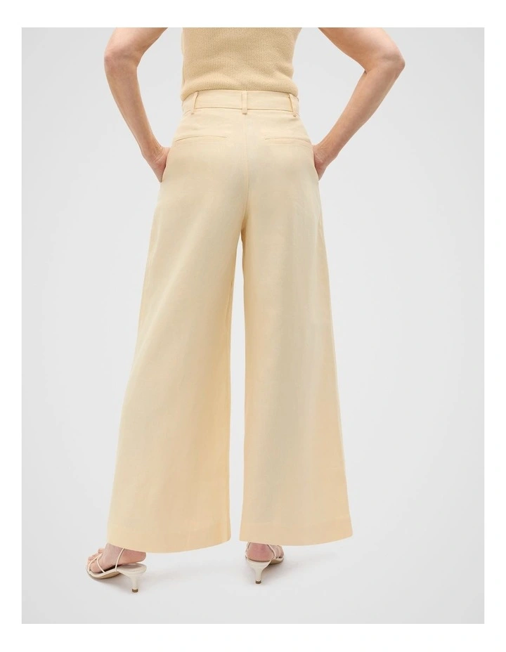 Tailored Linen Pleat Front Pant in Beige image 2