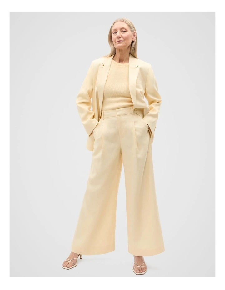 Tailored Linen Pleat Front Pant in Beige image 3