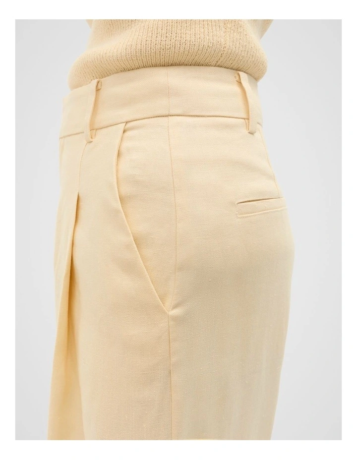Tailored Linen Pleat Front Pant in Beige image 4