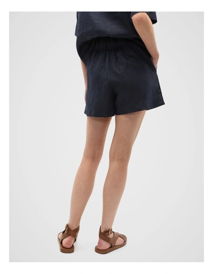 Core Linen Gathered Palazzo Short in Twilight Blue image 2