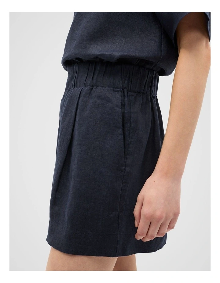 Core Linen Gathered Palazzo Short in Twilight Blue image 4