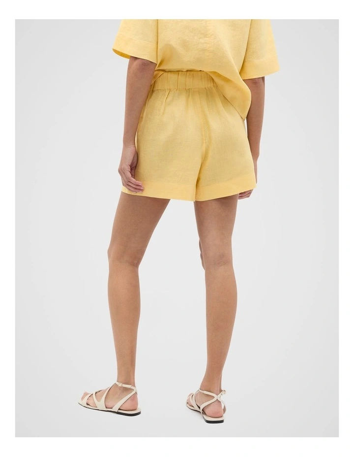 Core Linen Gathered Palazzo Short in Buttercup image 2