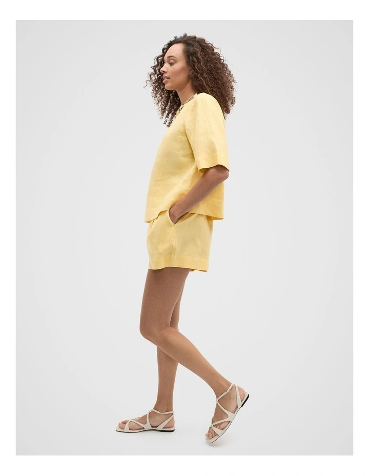 Core Linen Gathered Palazzo Short in Buttercup image 3