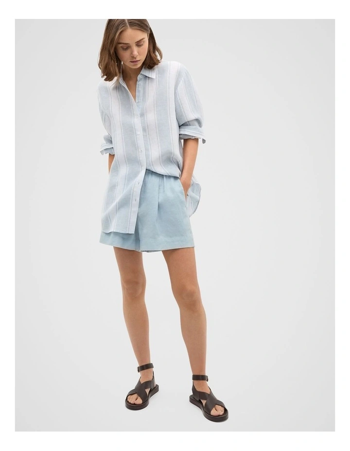 Core Linen Gathered Palazzo Short in Bluebell image 3