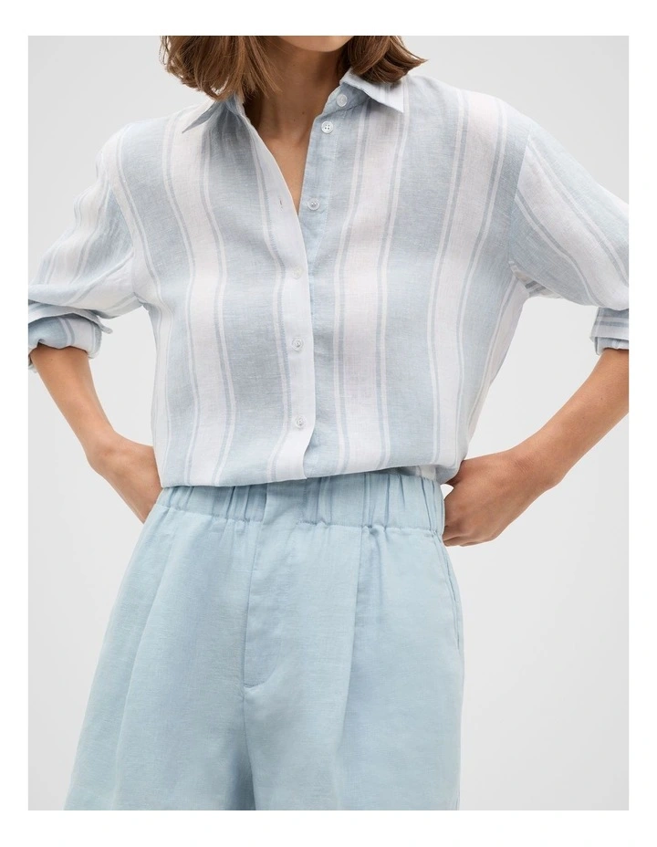Core Linen Gathered Palazzo Short in Bluebell image 4