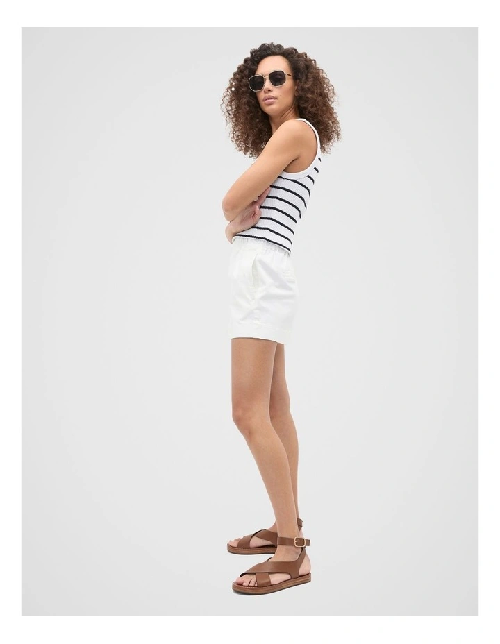 Core Denim Gathered Short in White image 3