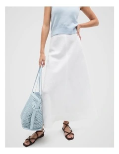 Core Linen Seam Front Skirt in Whisper White