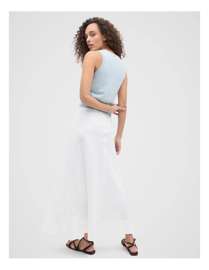 Core Linen Seam Front Skirt in Whisper White image 2