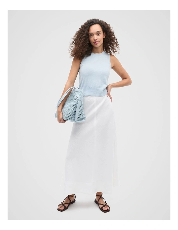 Core Linen Seam Front Skirt in Whisper White image 3