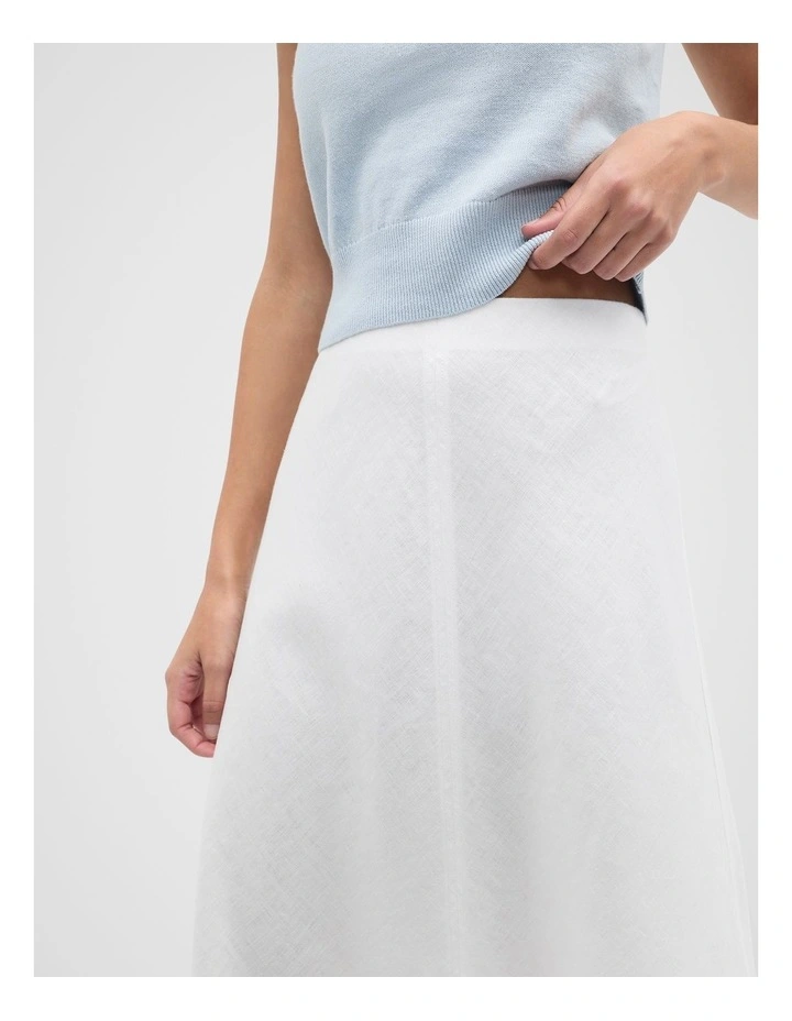 Core Linen Seam Front Skirt in Whisper White image 4