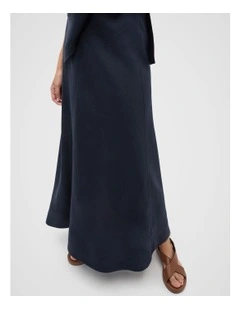 Core Linen Seam Front Skirt in Twilight Blue