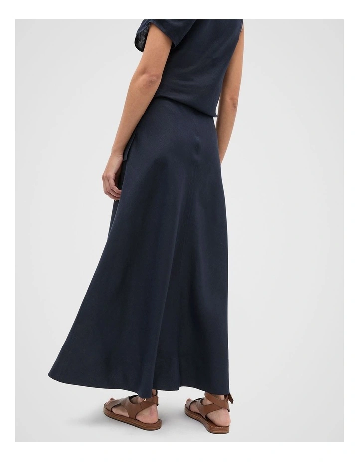 Core Linen Seam Front Skirt in Twilight Blue image 2