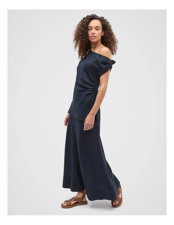 Core Linen Seam Front Skirt in Twilight Blue image 3