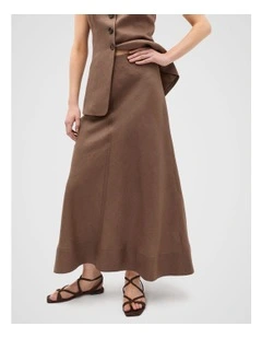 Core Linen Seam Front Skirt in Pinecone