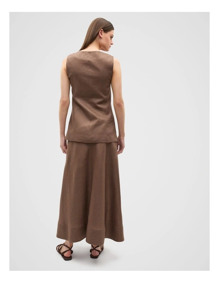 Core Linen Seam Front Skirt in Pinecone image 2