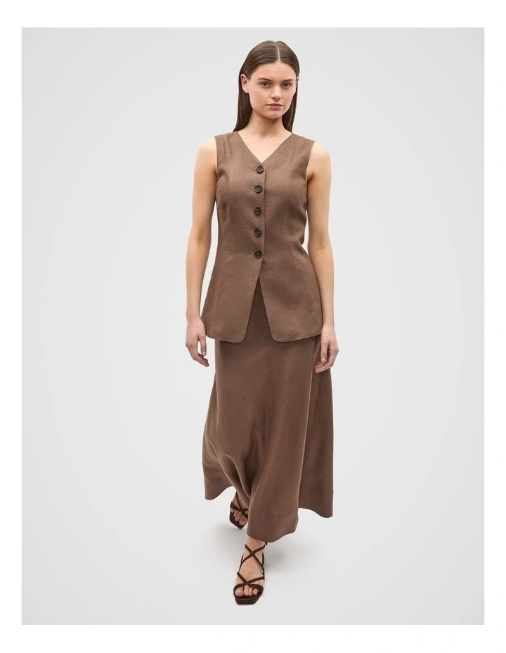 Core Linen Seam Front Skirt in Pinecone image 3