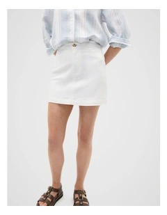 Core Denim Mini Skirt in White
