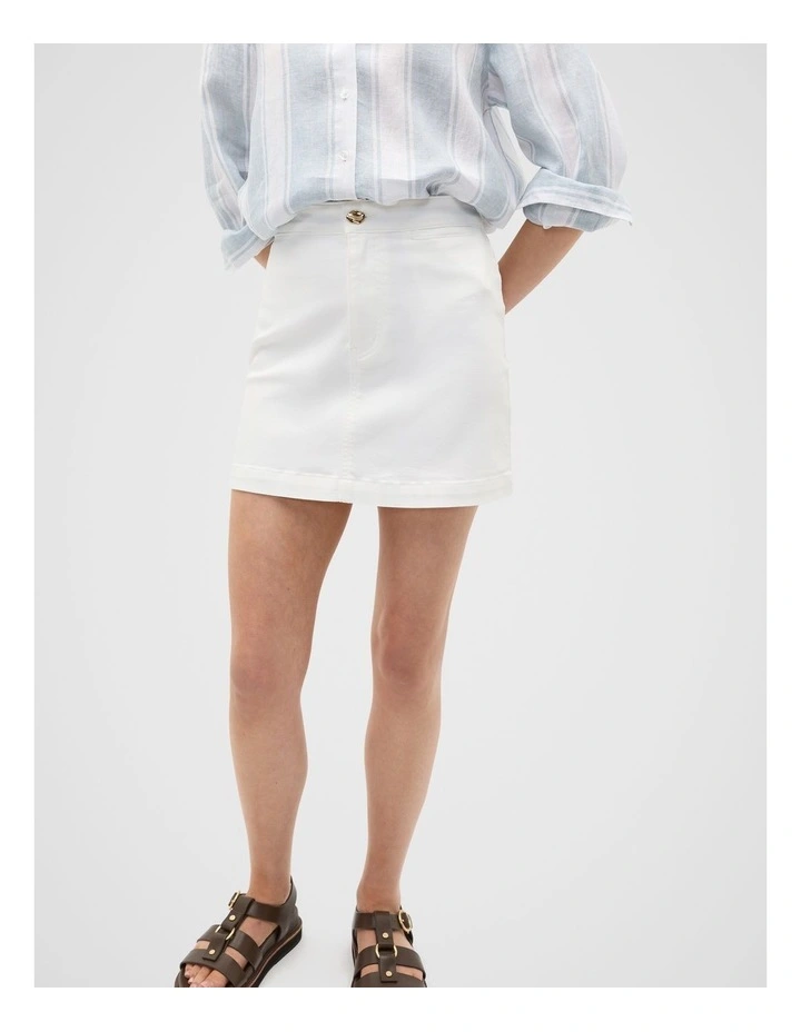 Core Denim Mini Skirt in White image 1