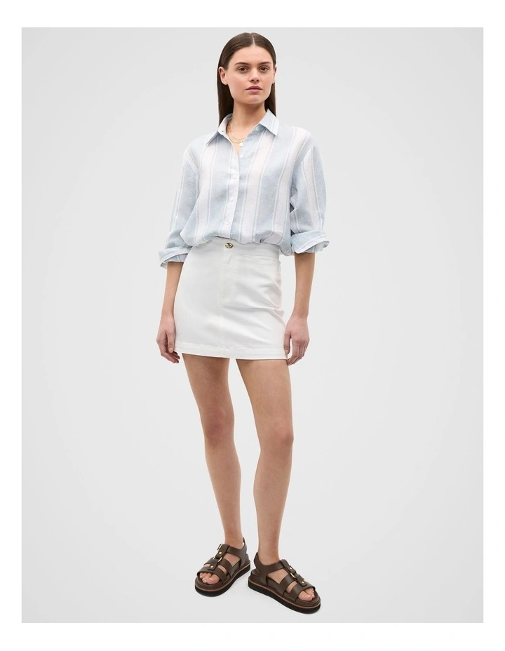 Core Denim Mini Skirt in White image 3