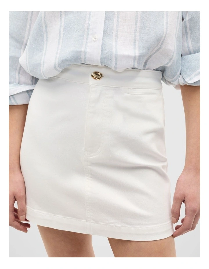 Core Denim Mini Skirt in White image 4