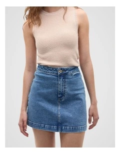 Core Denim Mini Skirt in Mist Blue Wash