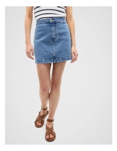 Core Denim Mini Skirt in Mist Blue Wash