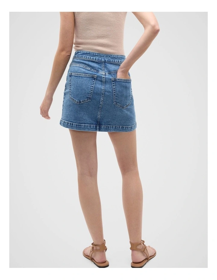 Core Denim Mini Skirt in Mist Blue Wash image 2