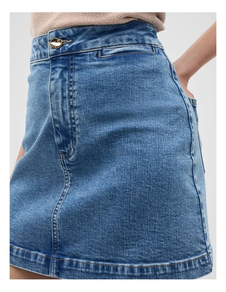 Core Denim Mini Skirt in Mist Blue Wash image 3