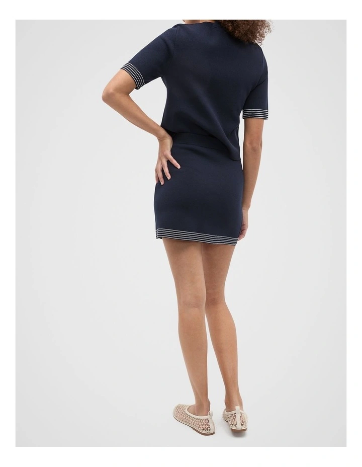 Crepe Knit Contrast Skirt in Twilight Blue image 2