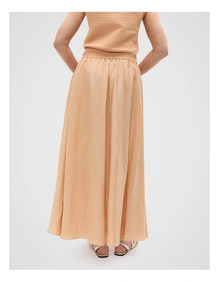 Textured Satin Elasticated Skirt in Apricot image 2