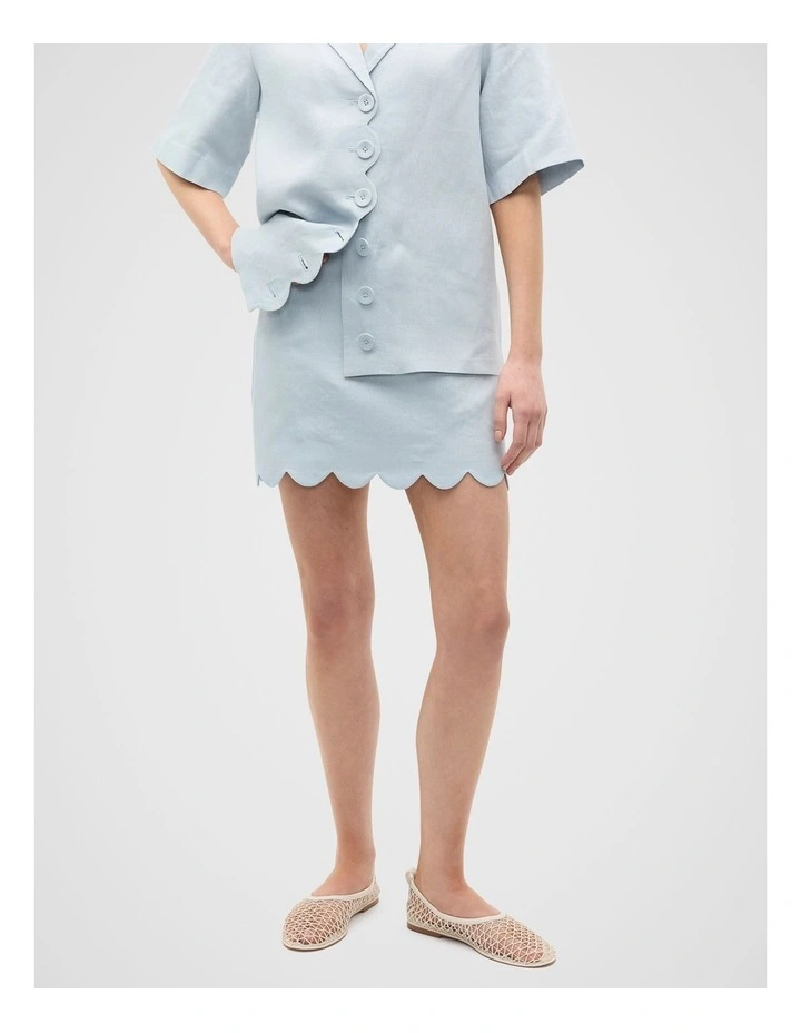 Linen Scallop Skirt in Bluebell image 1