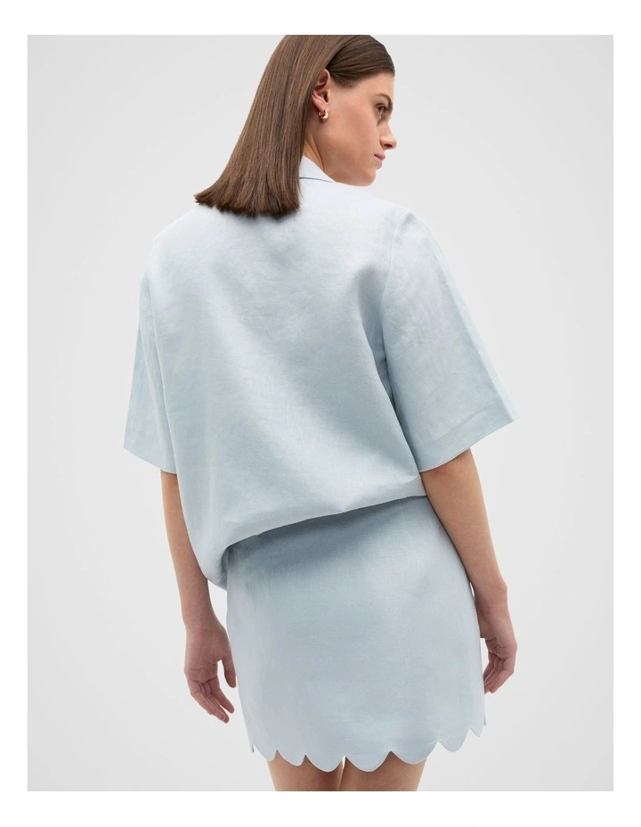 Linen Scallop Skirt in Bluebell image 2