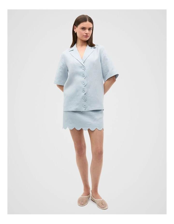 Linen Scallop Skirt in Bluebell image 3
