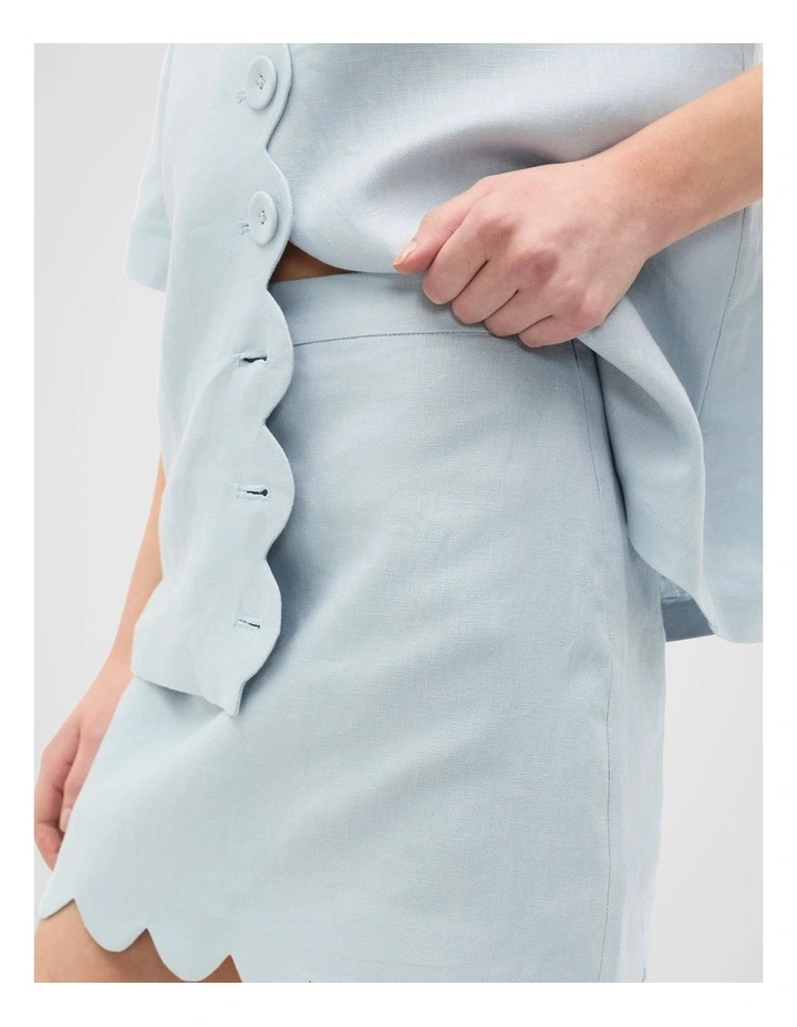 Linen Scallop Skirt in Bluebell image 4