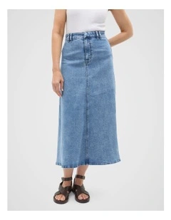 Denim Circle Skirt in Mist Blue Wash