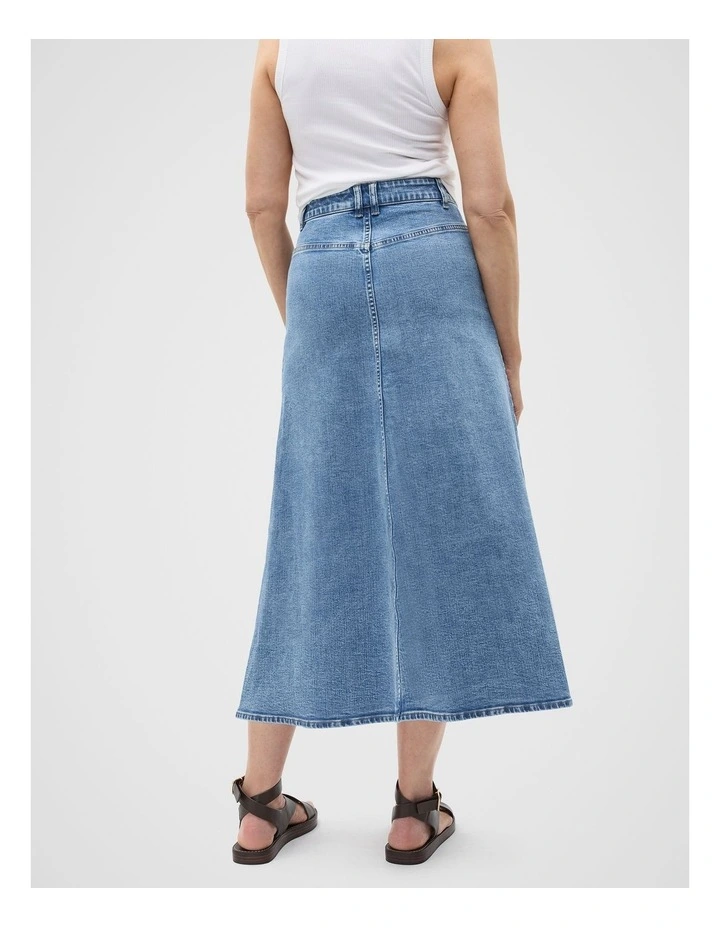 Denim Circle Skirt in Mist Blue Wash image 2