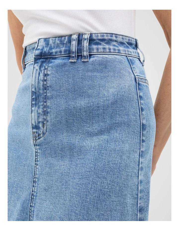 Denim Circle Skirt in Mist Blue Wash image 4