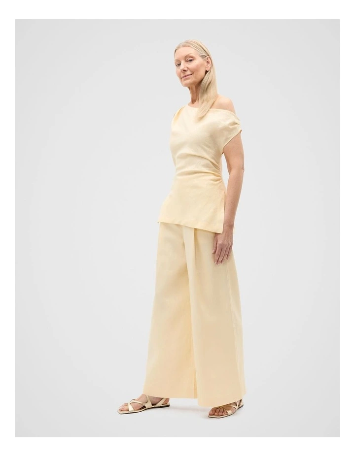 Linen Draped Shoulder Top in Shortbread image 3