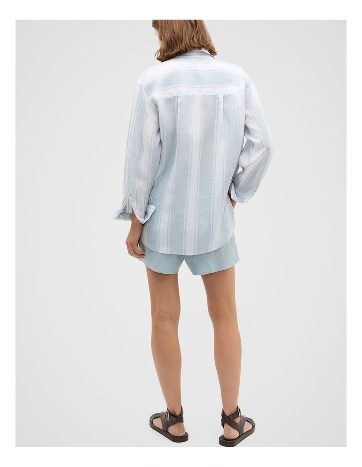 Linen Oversized Shirt in Bluebell Stripe image 2