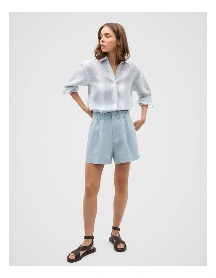 Linen Oversized Shirt in Bluebell Stripe image 3