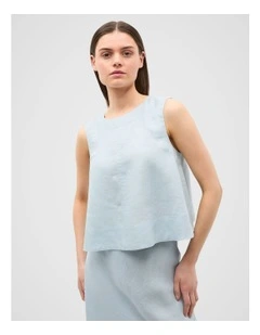 Core Linen Shell Top in Bluebell