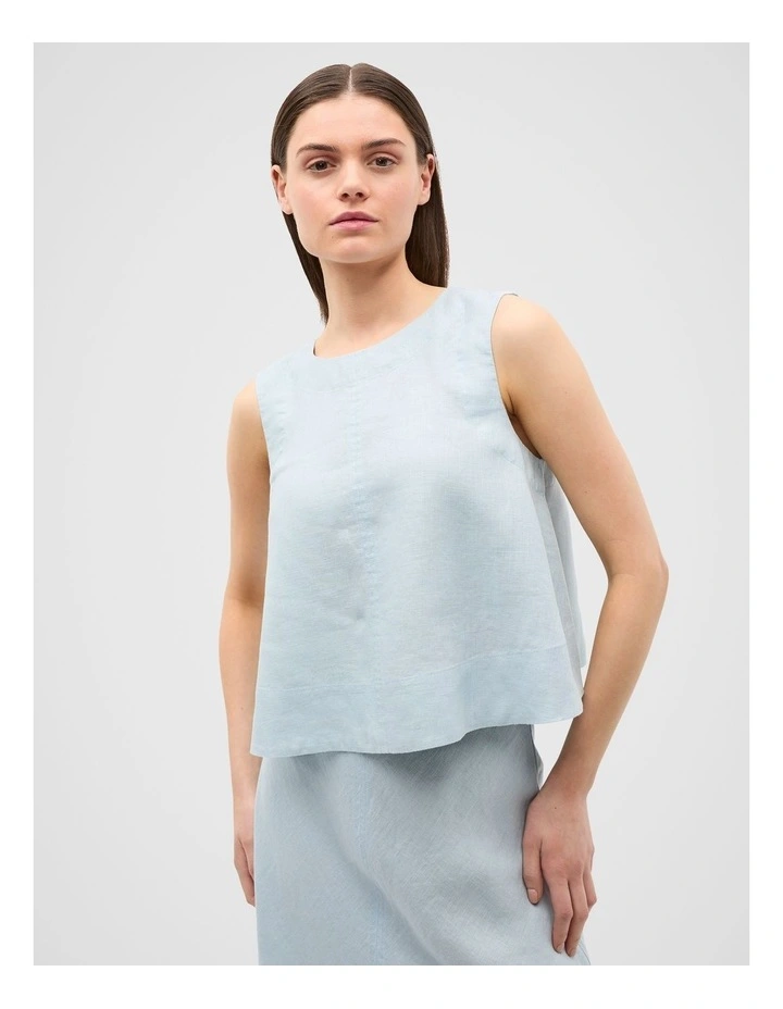 Core Linen Shell Top in Bluebell image 1